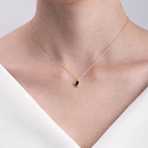14K Solid Gold Smoky Quartz Necklace, Simple Gemstone Bezel Necklace, Smokey Crystal Silver Necklace, Minimalist Brown Gemstone Necklace