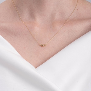 14K Solid Gold Dainty Ball Necklace, Geometric Silver Necklace for Women, Minimal Classic Necklace, Layering Textured Five Balls Pendant