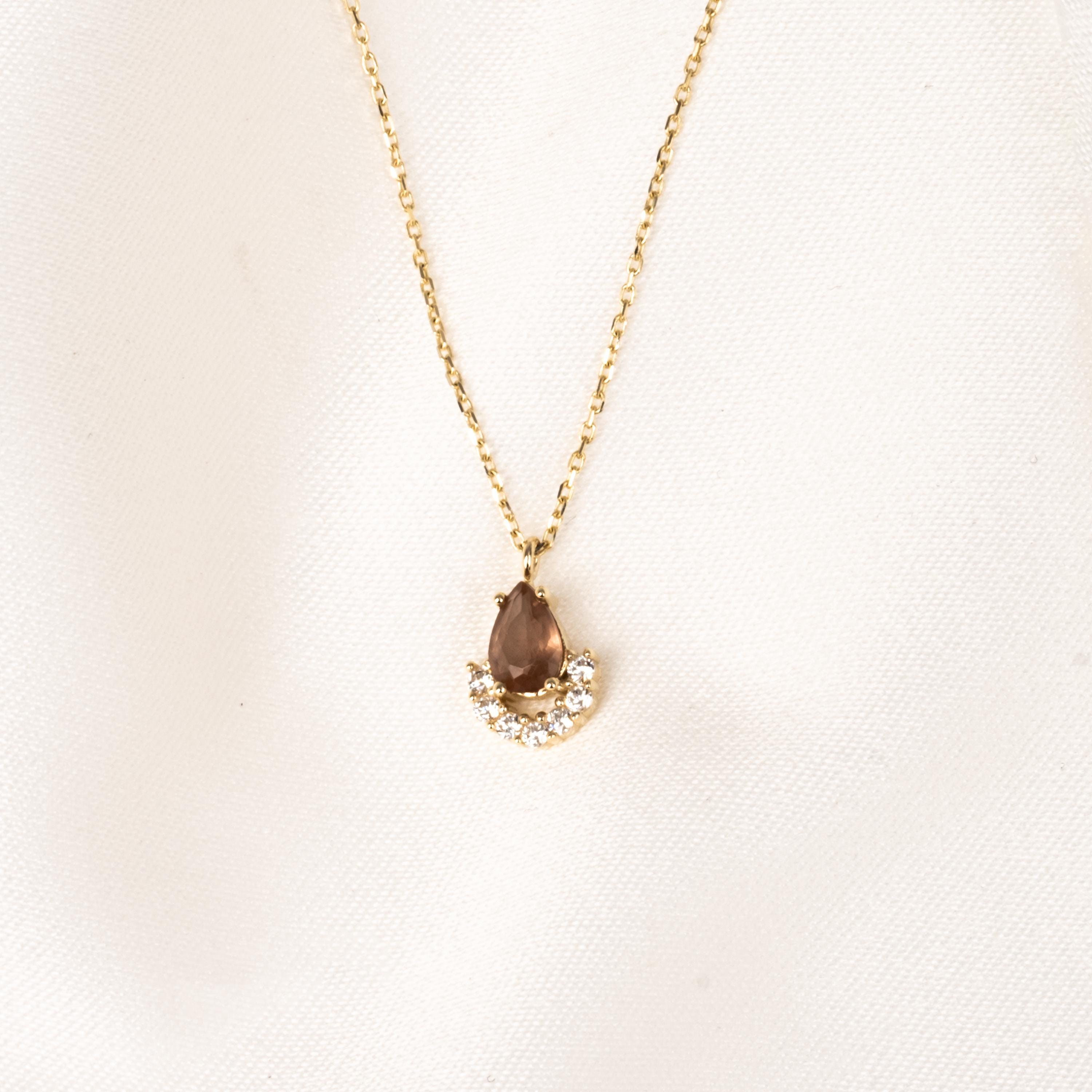 14Kゴールド ペアカット ディアスポアネックレス：色が変わるサルタ