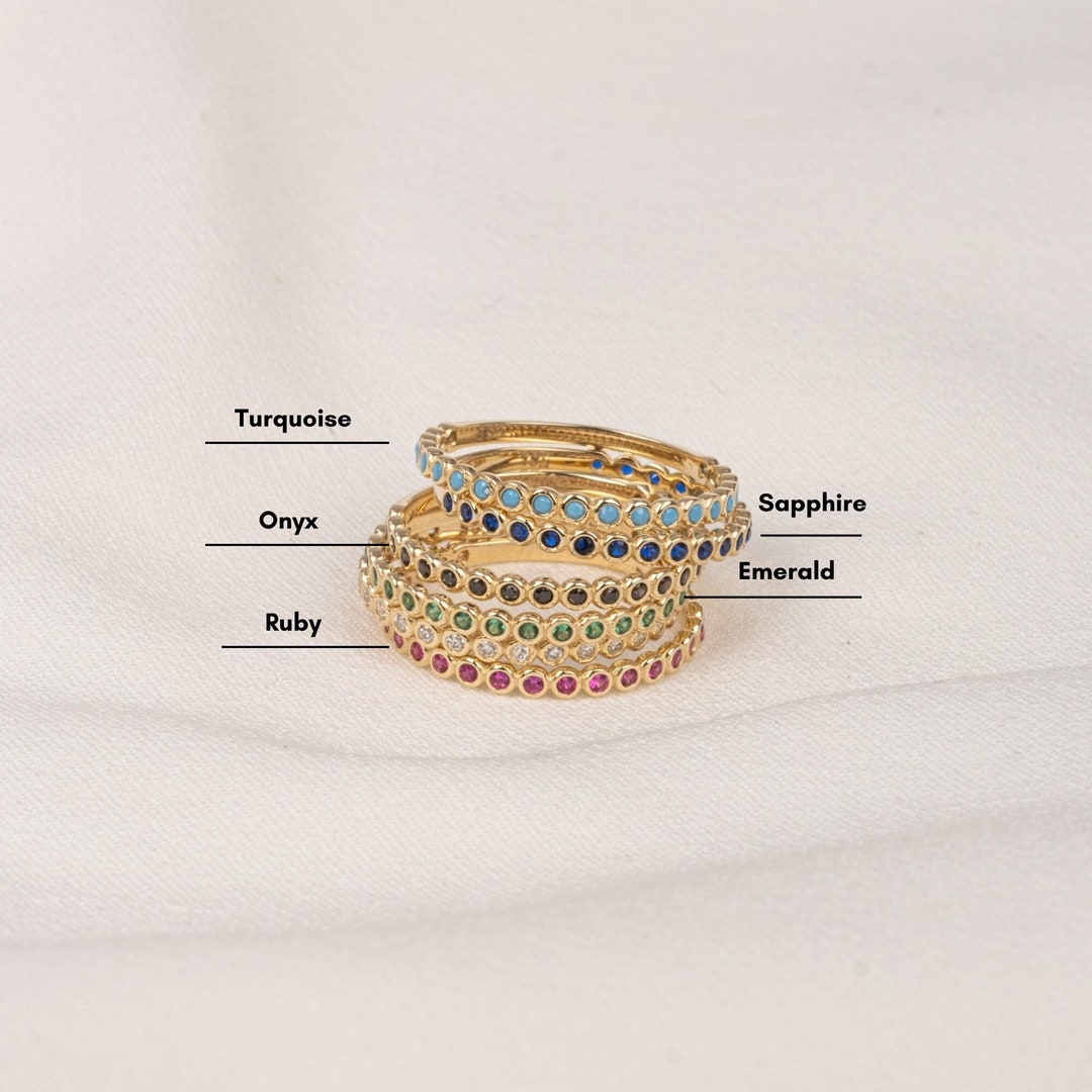 handmade ruby stone stacking ring delicate... 14k Gold Gemstone Stacking Ring: Emerald, Sapphire, Ruby - Etsy