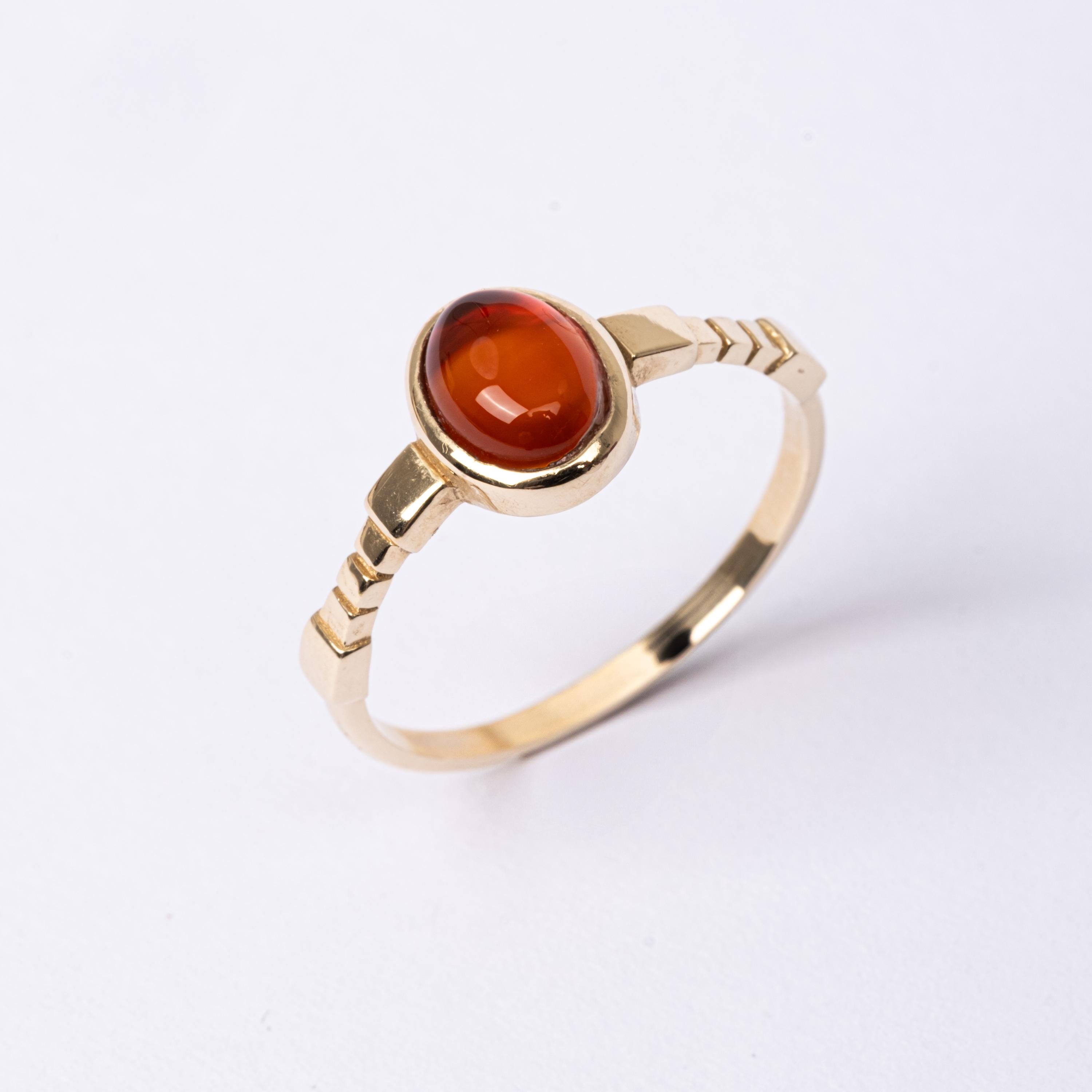 14K Gold Carnelian Ring: Red Agate Gemstone Statement Jewelry