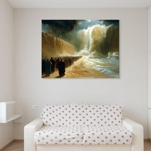 Israelites At The Red Sea / Exodus Painting / Splitting of the Sea Art / Crossing the Red Sea/ Bible Red Sea Crossing / Passover Wall Art