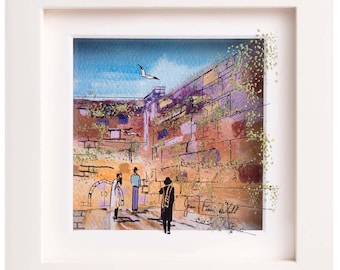 Western Wall Painting on Glass / Wall Of Prayer / Modern Jewish Artwork / Kotel Painting  / Jewish Painting, Small Kitchen Art, Kotel Art