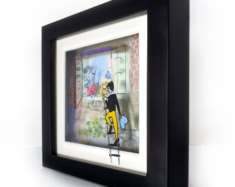 Romantic 3d painting of 2 lovers