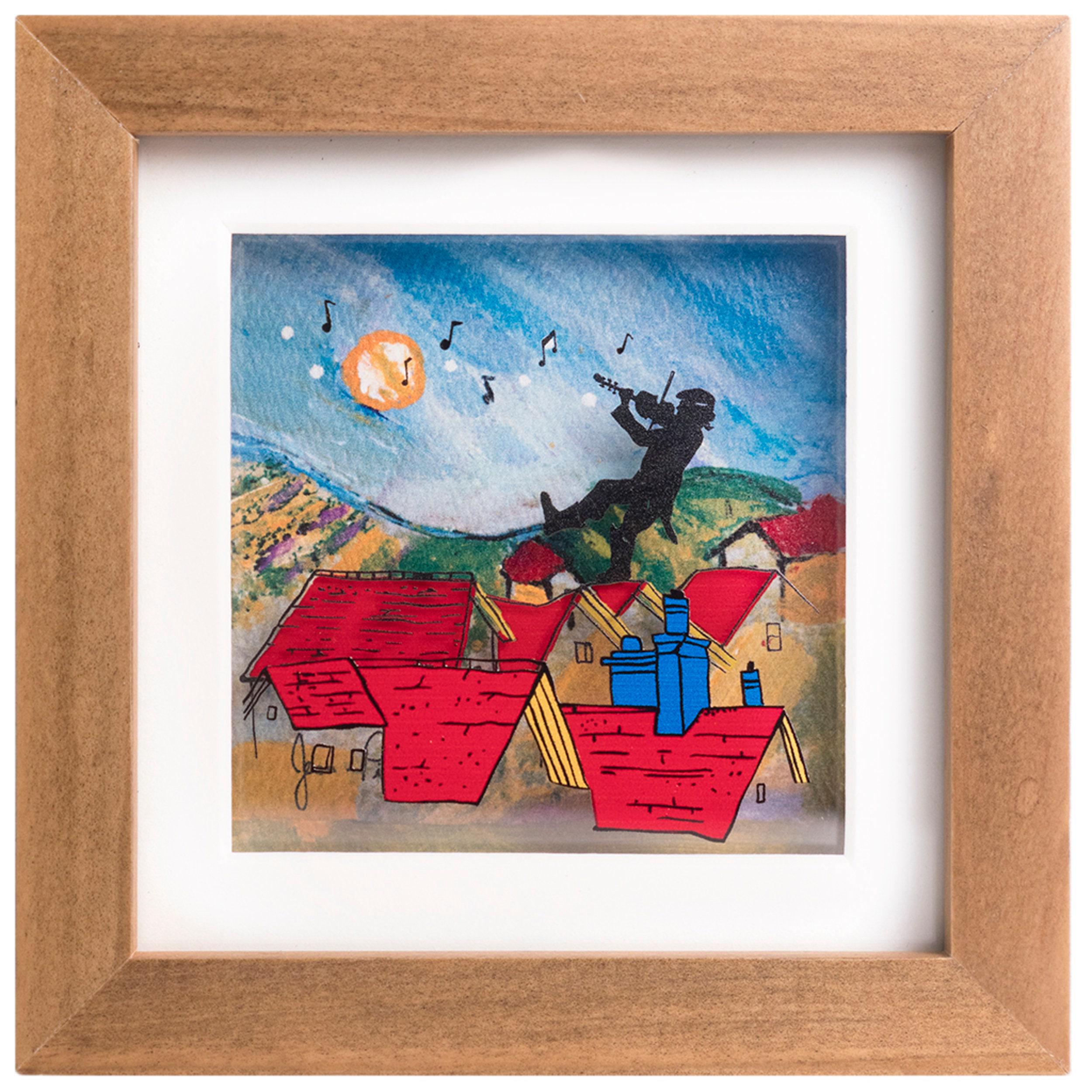 幸せなバイオリン奏者の 3D 絵画 - Etsy 日本