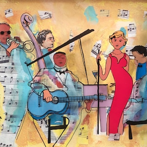 Jazz Ensemble 3D Painting | Modern Wall Art, Unique Home Decor, Gift Ideas for Jazz Lovers & Musicians, Jazz Painting, Framed Painting