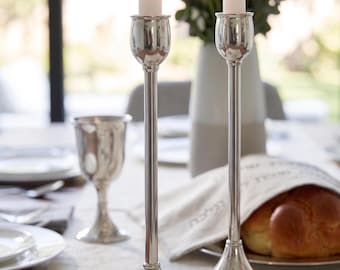 Candelabros modernos extragrandes de plata de ley - Candelabros de plata de ley / Portavelas para velas de té / Regalo de boda judío