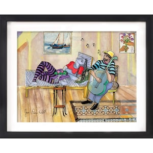 Music Painting Custom Framed 3D Artwork - Seaside Serenade with Vibrant Colors and Coastal Charm
