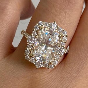 Anello di fidanzamento con moissanite taglio brillante da 3 ct, anello in stile Art Déco, anello nuziale, regalo di anniversario, anello di promessa per lei