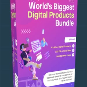 Mega Bundle de produits numériques ultimes | Plus de 400 000 livres électroniques, modèles Adobe, photos et vidéos, illustrations pour réseaux sociaux, pack d'outils de développement