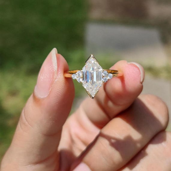 3 CT Elongated Dutch Marquise Cut Moissanite Engagement Ring 14K Solid Gold Solitaire Ring Unique Marquise Cut Proposal Ring For Her