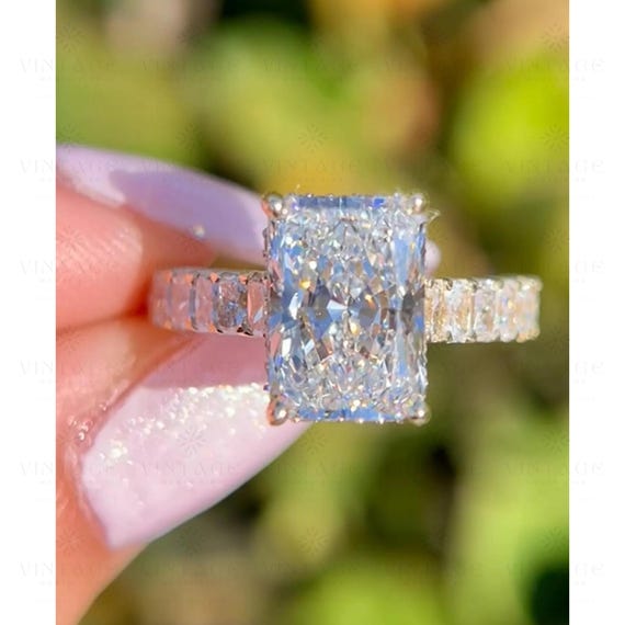 3 CT Radiant Cut Moissanite Diamond Engagement Ring 14K Solid Rose Gold Wedding Ring Gift For Bridal Diamond Ring For Women Handmade Jewelry