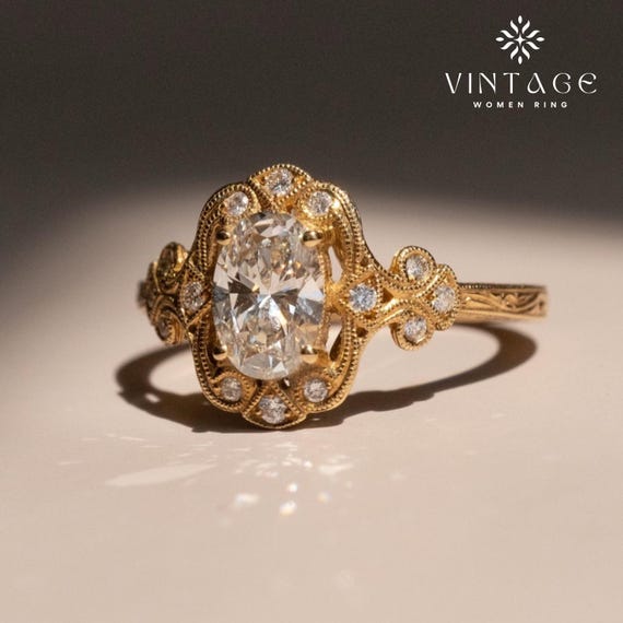 3.00 Ct Oval Cut Moissanite Unique Engagement Ring 14K Yellow Gold Solitaire Wedding Ring Anniversary Gift For Women Unique Proposal Ring