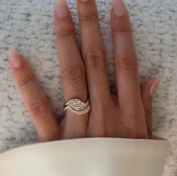 1.5CT East West Marquise Moissanite Ring | 14K Gold Bezel Set Solitaire Engagement Band | Minimal Wedding Ring for Women handyman gift Ring