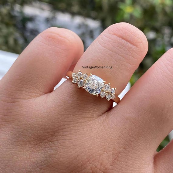 2.50 Ct Cushion Cut Moissanite Engagement Ring 14K Gold Solitaire, Bridal Jewelry Unique Wedding Ring Proposal Ring Anniversary Ring For Her