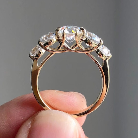 2 CT Moissanite Ring, Oval Moissanite Ring, Solitaire Engagement Ring, 18K Yellow Gold Ring, Prong Set Moissanite Ring Promise Ring For Her