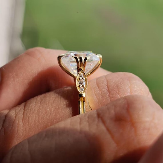 1.5 CT Asscher Cut Moissanite Diamond Ring, Asscher Cut Engagement Ring, Art Deco Ring For Women Thank You Gifts For Her, Diamond Ring Women