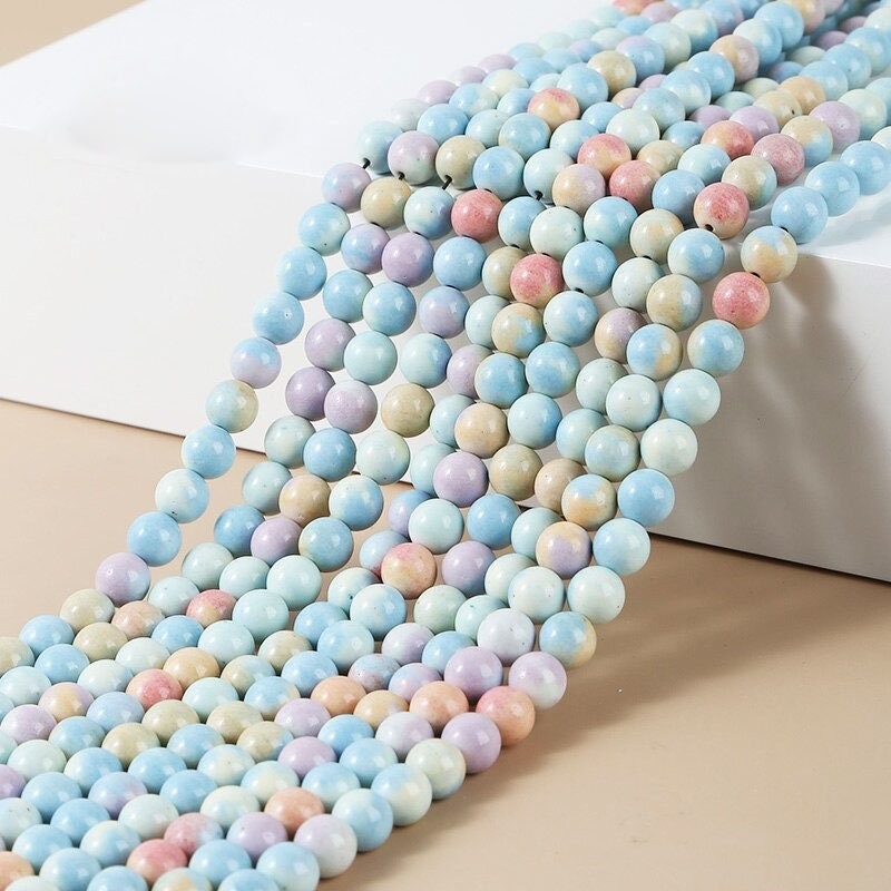 36PCS 10MM Beads Shell Turquoise Beads with Mother-of-Pearl Round Loose  Beads Natural Gem Beads for Jewelry Making 15