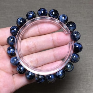 10mm Natural Blue Pietersite gemstone bracelet • Chatoyant Pietersite bracelet • Namibia Pietersite Bracelet • Blue Pietersite bangle