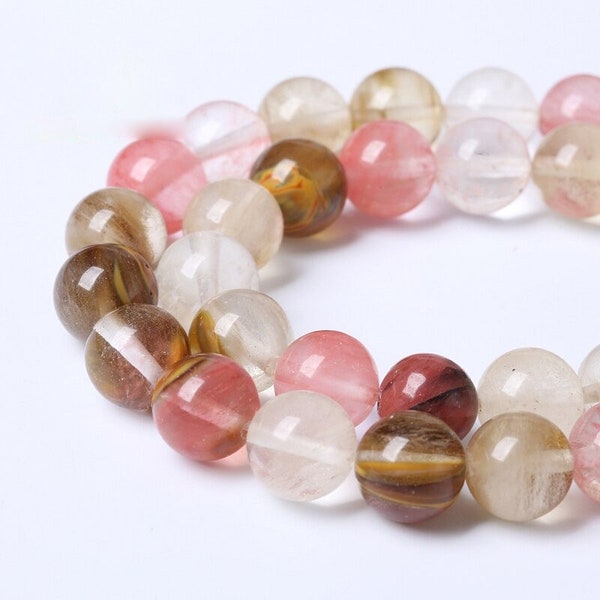Watermelon Stone Tourmaline beads | Jades Crystal Round Loose beads | Multicolor Round Stone beads for jewelry making