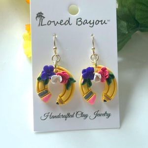 Teacher earrings/handmade polymer clay pencil dangle earrings/teacher appreciation earrings/teacher gifts/floral pencil earrings