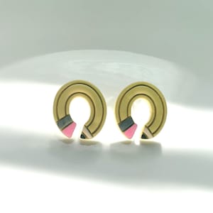 Pencil rainbow earrings/fun pencil earrings/clay pencil earrings/gift for teacher/pencil stud earrings/ back to school earrings