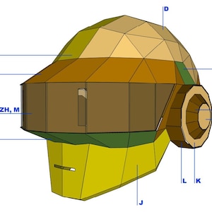 DAFT PUNK Helmvorlage. DIY-Pläne zur Herstellung eines Helms aus Pappe Bild 3