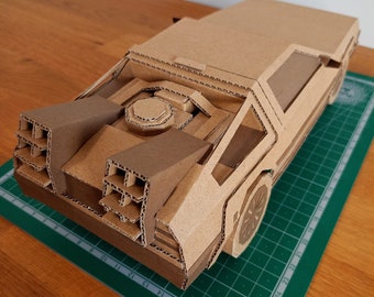 デロリアンのテンプレート。段ボール製の車を作るためのDIYプラン