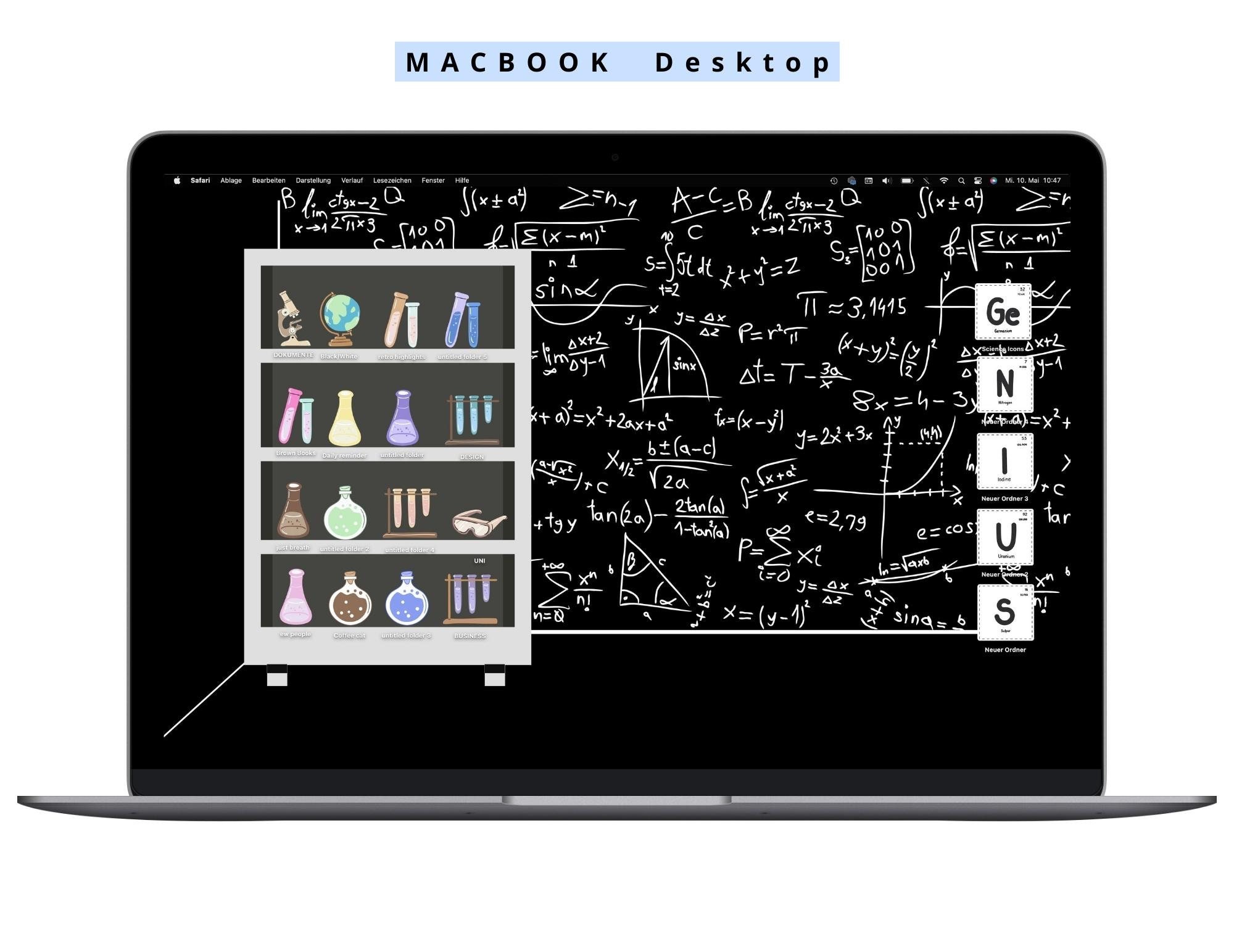 Desktop Science Icon Set, Purple Blue Desktop Organizer, Science Icons ...