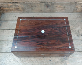 Victorian Rosewood Sewing Box with Silver and Mother of Pearl Inlay