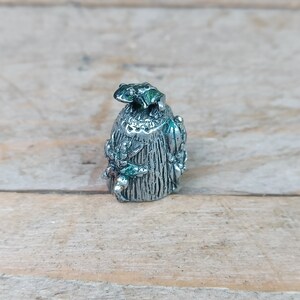 Enchanted Forest Pewter Thimble with Frog Design