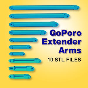 GoPro Mount & Extender Arm STL Files | 10 Pack Digital Download for 3D Printing (30mm to 250mm)