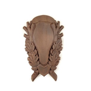 Wooden Base Shield Trophy Wood Carving Mounting Plaque For Roe Deer Horn Antler