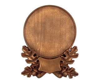 Wooden Base Trophy Shield Mounting Plaque For Wild Boar Tusks Handmade