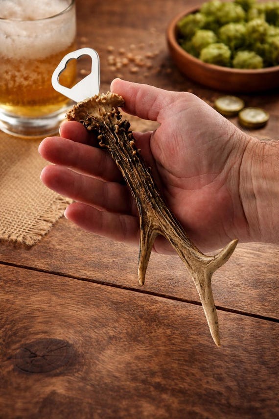 Flaschenöffner aus echtem Rehgeweih - Bar Werkzeug 22 cm lang