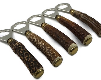 Horn Antler Bottle Opener with old brass cap New