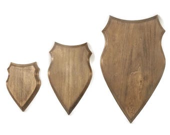 Trophäenhalterung Plakette aus Holz, Wandplatte für kleine und große Jagdtrophäen