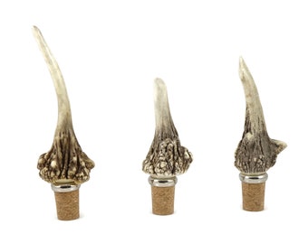 Natural Fallow deer antler cork stopper with metal ring Wine