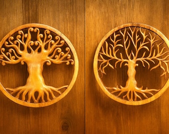 Tree of Life Wall Decor - Hand Carved Wooden Art 30 cm