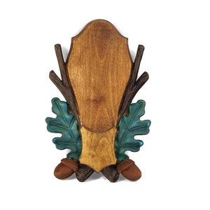 Wooden Base Trophy Shield Wood Carving Mounting Plaque For Roe Deer Antler