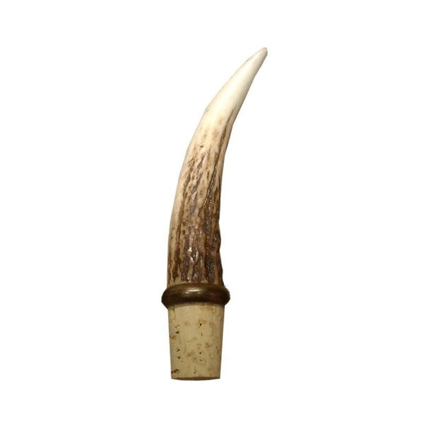 Deer antler Wine Bottle cork stopper with metal ring oldbrass