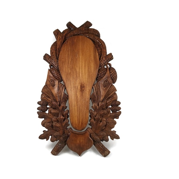 Wooden Base Shield Trophy Wood Carving Mounting Plaque For Red Deer Stag Skull