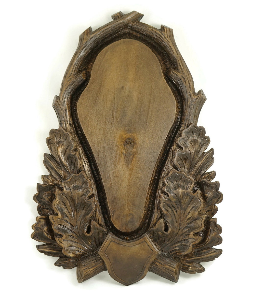 Wooden Trophy Shield Wood Carving Mounting Plaque for Fallow Deer Skull
