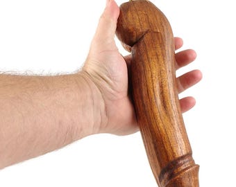 Houten flesopener – handgesneden hardhouten fallusopener, extra groot 11-inch ontwerp