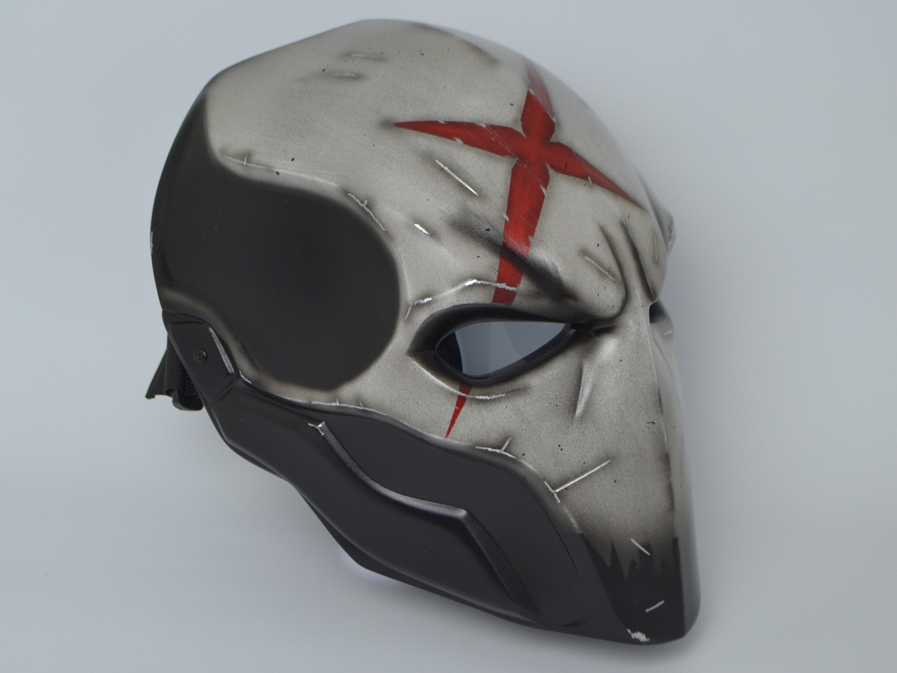Red X Mask Full Face Mask, Battle Damaged, Cosplay Helmet, Halloween