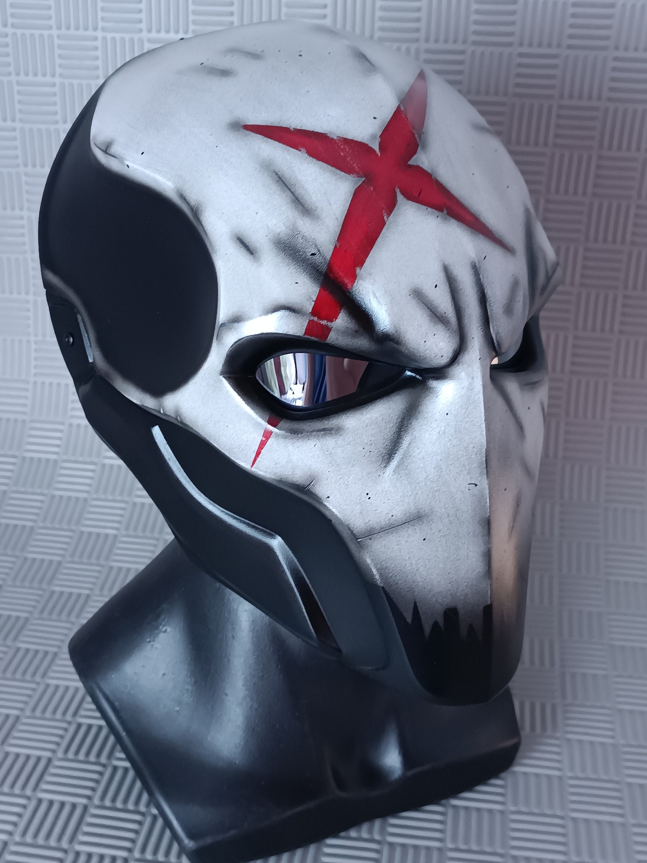 Red X Mask Full Face Mask, Battle Damaged, Cosplay Helmet, Halloween