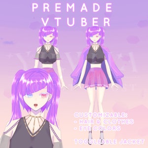 Premade Vtuber AMAYA Aanpasbaar Live2D-model (opgetuigd, klaar voor stream) (voor Vtube Studio) Aanpasbaar haar, kleding, huidskleur, oogkleur