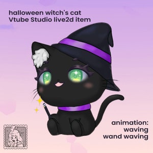 Halloween Witch&#39;s Cat Live2D Item Vtube Studio Pet Item