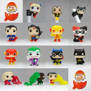 Einzelauswahl Funko DC Comics Kinder Joy 2024, alle 14 Figuren je komplett mit Zettel
