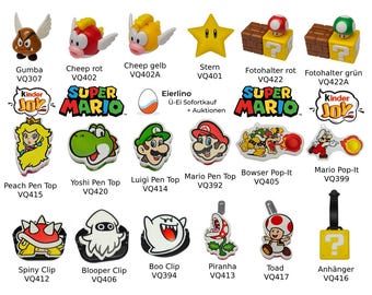 Neu AUSWAHL SUPER MARIO Kinder Joy 2025, alle 30 Figuren und Spielzeuge komplett mit Zettel
